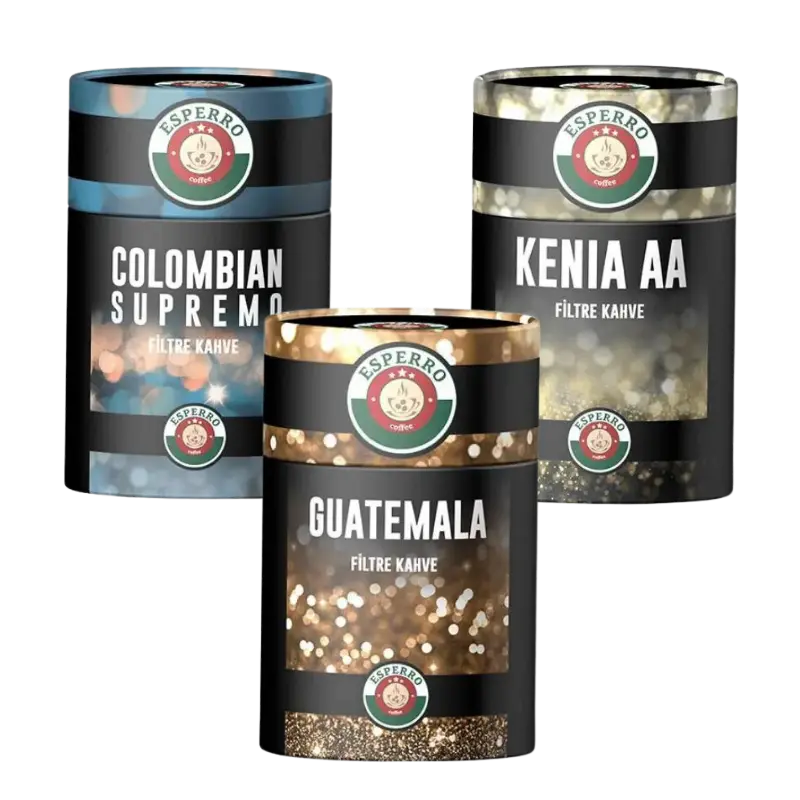 1x Colombian 1x Kenia AA 1x Guatemala Filtre Kahve